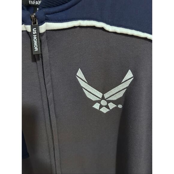 US HONOR US Air Force Full-Zip Hooded Sweatshirt Men's XL Gray Navy - Picture 3 of 13